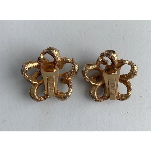 Vintage Hobe Gold Tone Faux Pearl Rhinestone Bows  7" Bracelet Clip Earring Set - Picture 11 of 12